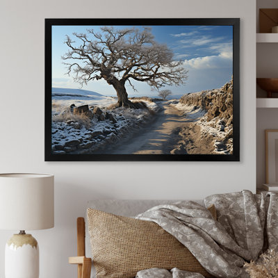 Paysage campagne d'hiver sur toile