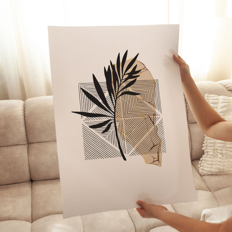 «Botanical Modern Boho Leaf Bohemian», reproduction d'art non encadrée, H 20 po x l 16 po