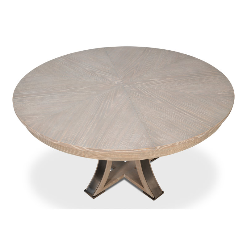 Tower Round Solid Oak Dining Table, Moonskin/Hammered