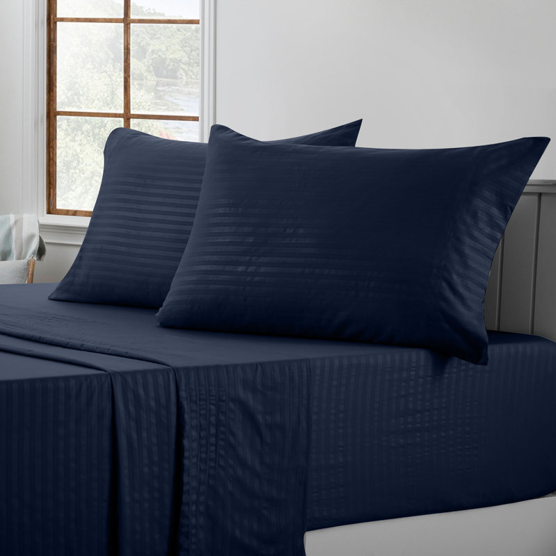 Ensemble de draps en microfibre avec draps-housse et taie d'oreiller Lux Decor Collection, Bleu marine