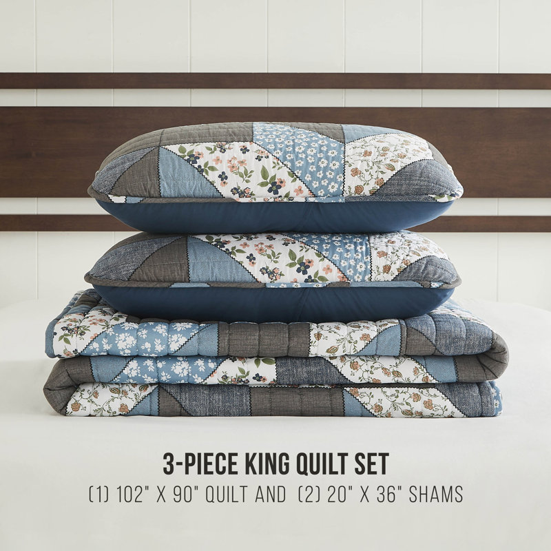 Lucky Brand Jianna Patchwork Reversible Quilt Set, King