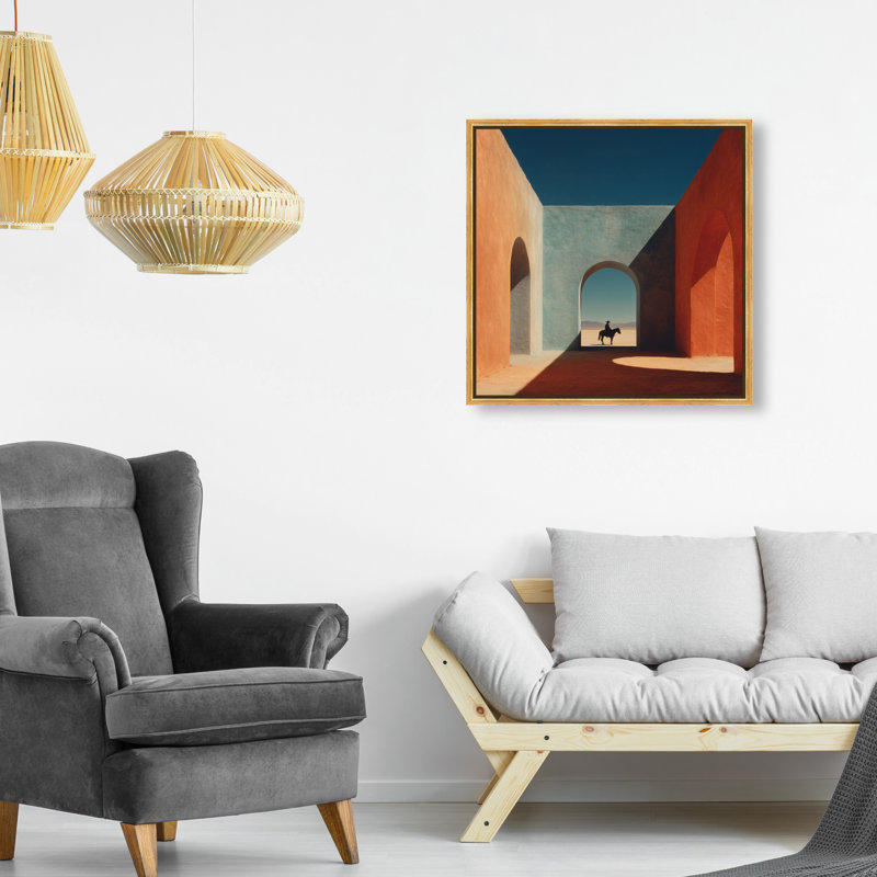 Cobalt Frontier Print by Oliver Gal, 21"H x 21"W, Gold Floater Frame