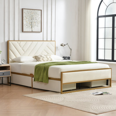 Sheila Upholstered Platform Storage Bed With 4 Drawers