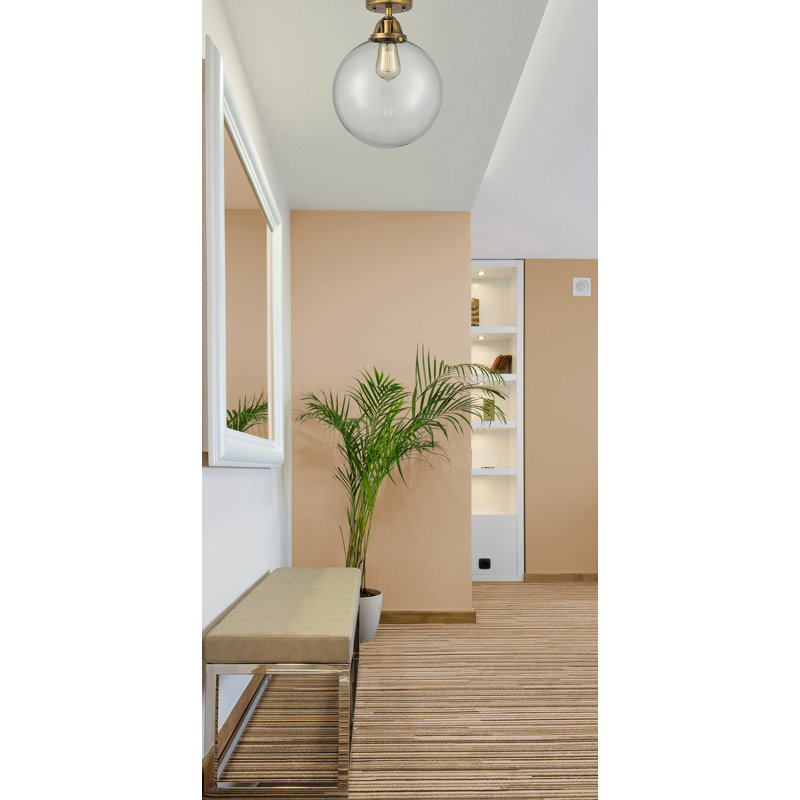 Flush Mount, Brushed Brass, Clear, 15.25" H x 12" W x 12" D