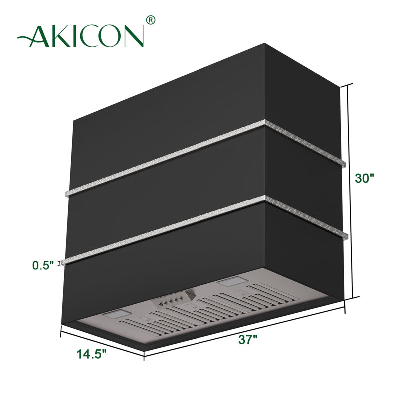 Hotte de cuisine murale Ak conduit 600 (ventilée) requise, Noir / nickel