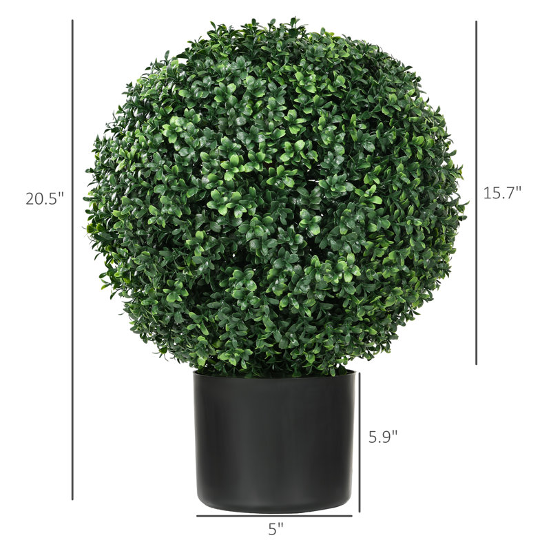 20.5'' Faux Topiary in Cement Pot,wood