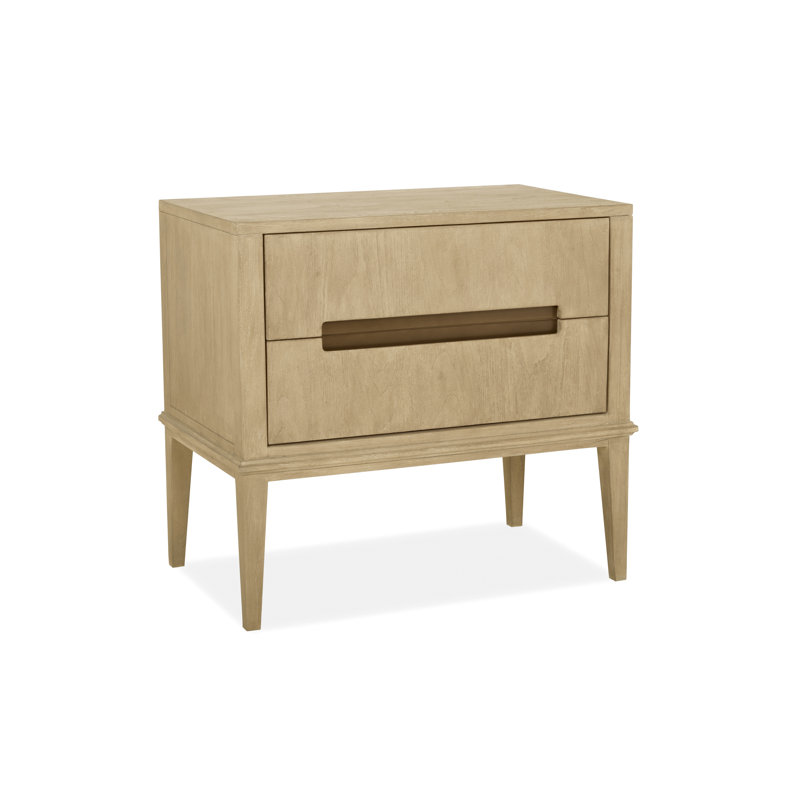 Palmer 2-Drawer Beach Teak Nightstand with Bronze Hardware