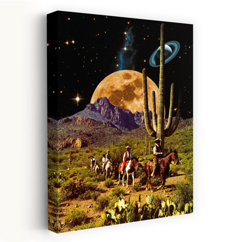 Space Cowboys, rétro, rétro, cactus, paysage, nature, art mural, H 18 po x l 12 po