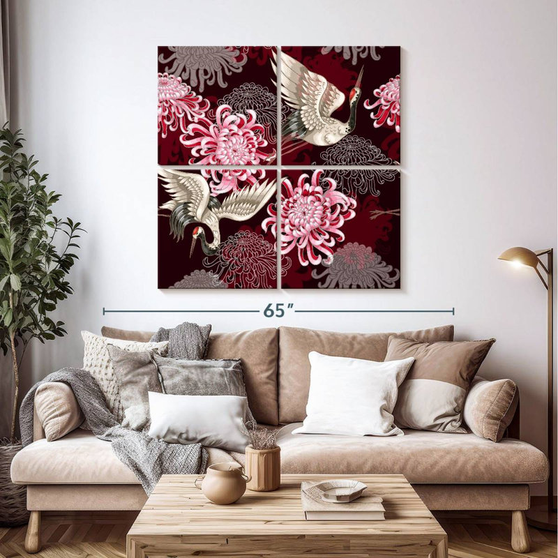 Grues chrysanthème rouge Brampt, H 45 po x l 45 po
