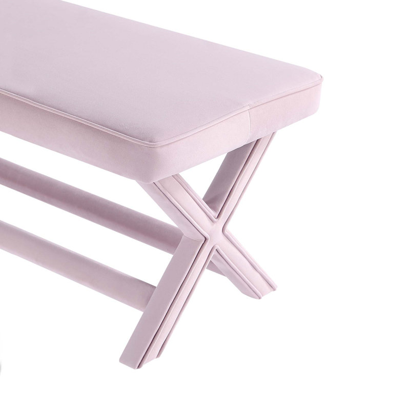 Banc rembourré Abigail Mid-Century, Rose