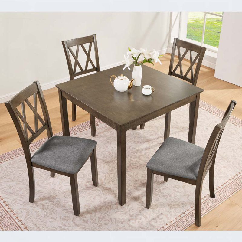 Ensemble de table de salle à manger 5 pièces en bois avec 4 chaises
