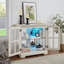 Vitrine lumineuse à DEL, vitrine antique avec tablettes réglables, vitrine de qualité rétro avec portes en treillis, bibliothèque élégante et armoire de rangement pour la décoration intérieure et l'organisation