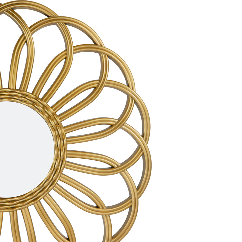 Bohemian Rattan Sunflower 30" Round Wall Mirror