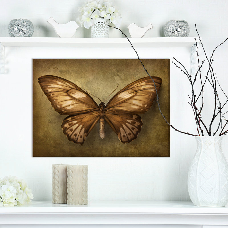 Papillon rétro-reproduction d’art, H 20 po x l 20 po x P 1 po, Toile tendue