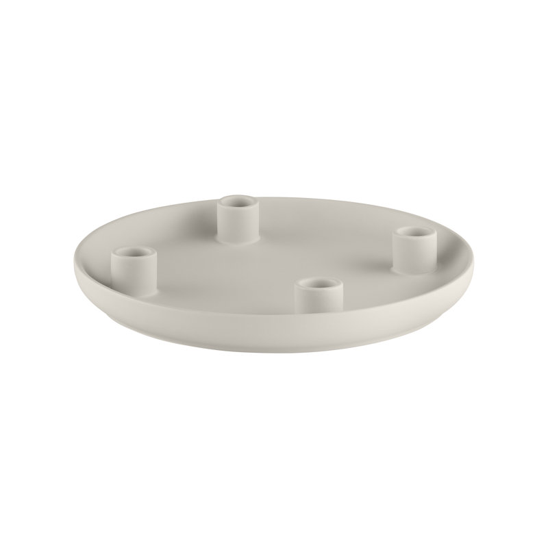 VELA 1.38" Stoneware Tabletop Candelabra, Moonbeam