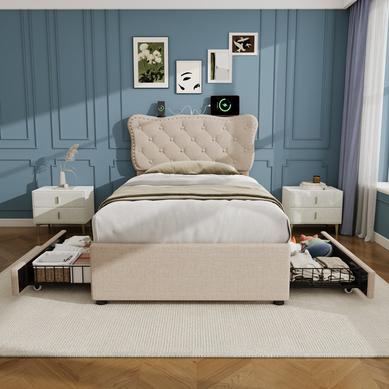 Storage Bed, Beige