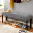 Modern Tufted Linen Dining Bench-741403349