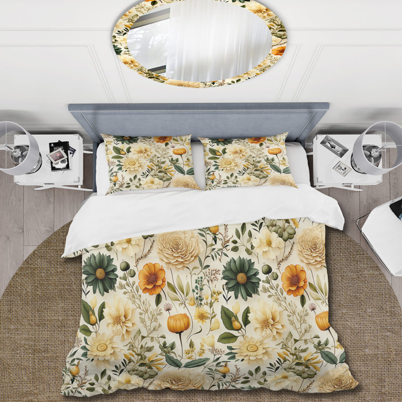 Literie à motif floral Boho, Housse de couette pour très grand lit et 2 très