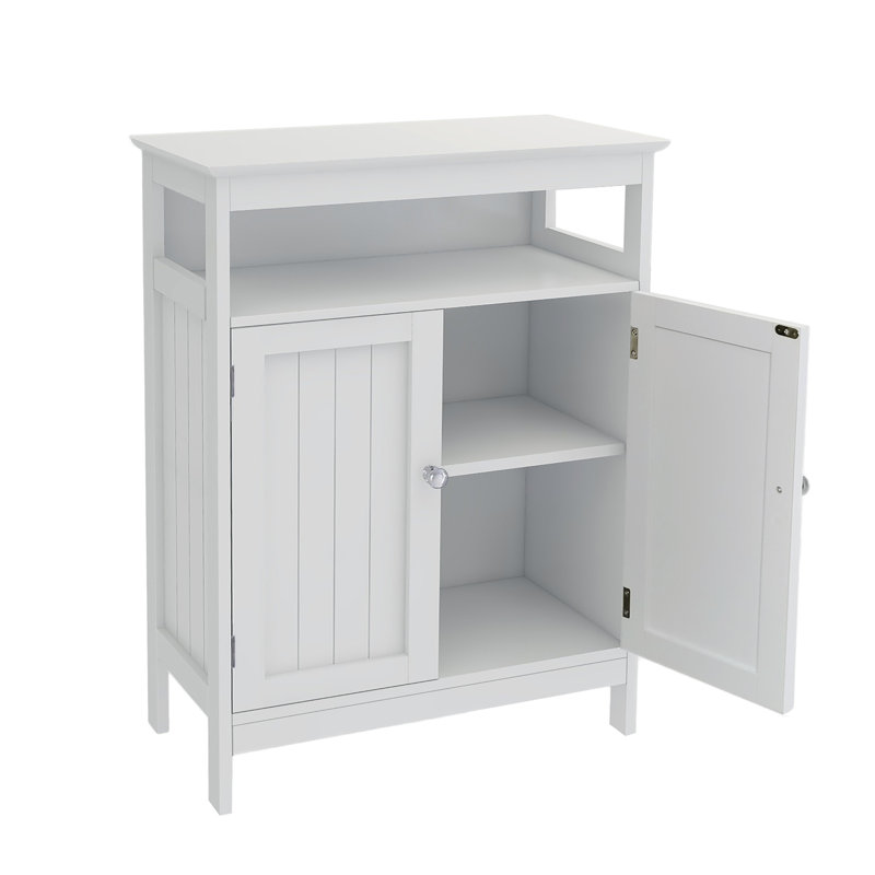 Armoire de salle de bain pour salle de bain - blanc, portes à double volet, solide, peinte, rangement généreux, peinture simple à assembler, abondante à assembler