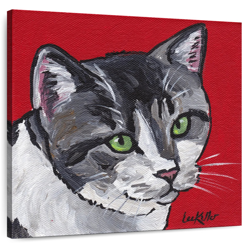 Crowle Cat Tabby On Red, 10" H x 10" W