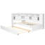 Lit de jour simple polyvalent avec station de charge, port USB, tablettes de rangement avec portes coulissantes et lit gigogne coulissant