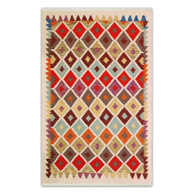 Tapis tissé à franges en coton
