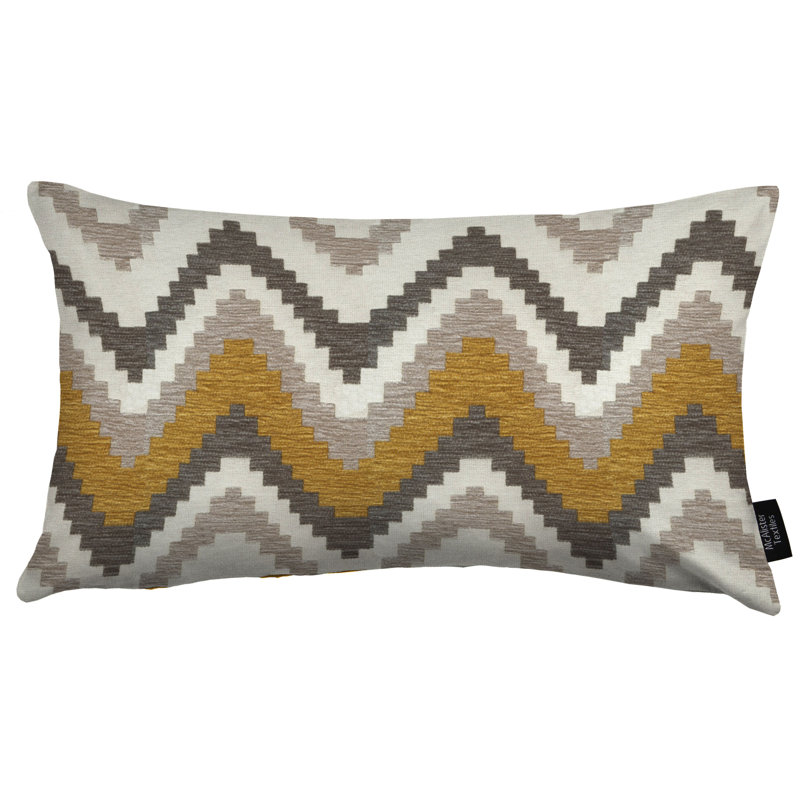 Lori Chevron Rectangular Cushion, 30 x 50cm, Ochre Yellow/Grey