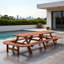 Table de pique-nique 14-16 personnes avec bancs et trou pour parasol