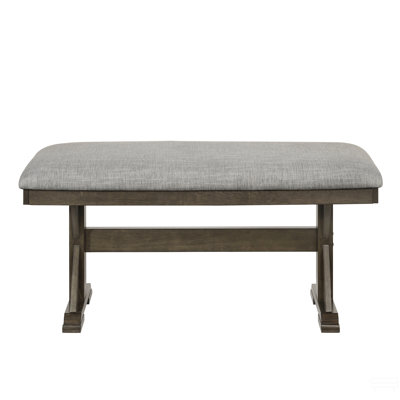 1Pc Rustic Upholstered Dining Bench Rich Wood Finish Wooden