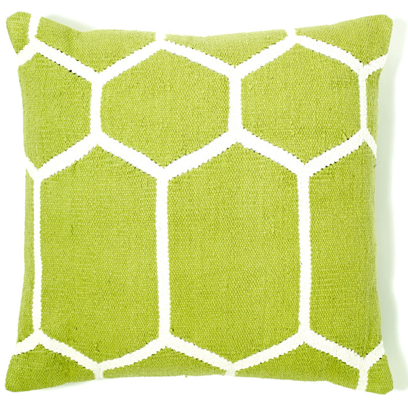 Housse de coussin en coton tissé hexagonal, Vert clair
