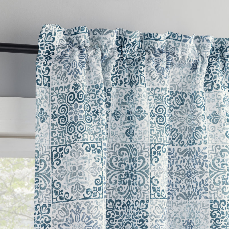 Giavonna Mosaic Semi-Sheer Rod Pocket Kitchen Curtain Tier (Set of 2), 54" W x 24" L