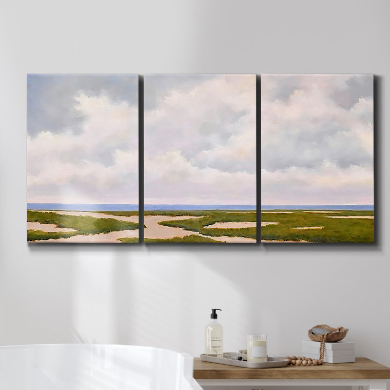 Misty Waves II, reproduction sur toile 3 pièces, H 36 po x l 72 po x P 2 po