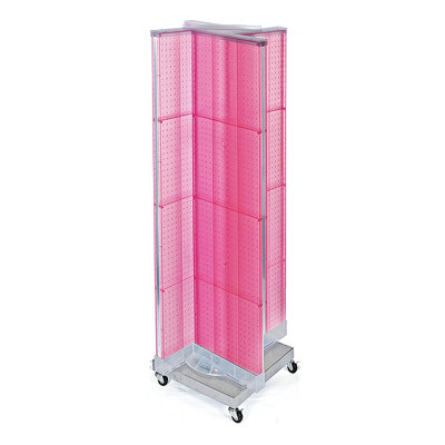 Pinwheel Pegboard Floor Display on Revolving Wheeled Base. Spinner Rack Stand. Panel Size: 16"W x 60"H