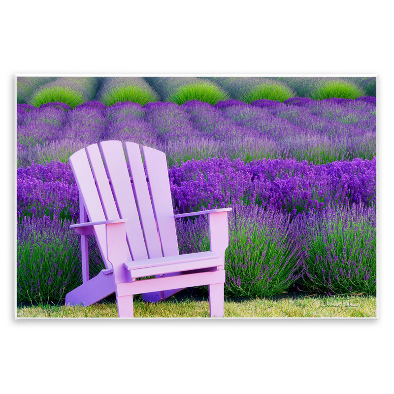 Chaise et champ de lavande, art mural sur toile par Dennis Frates, H 10 po x l 15 po