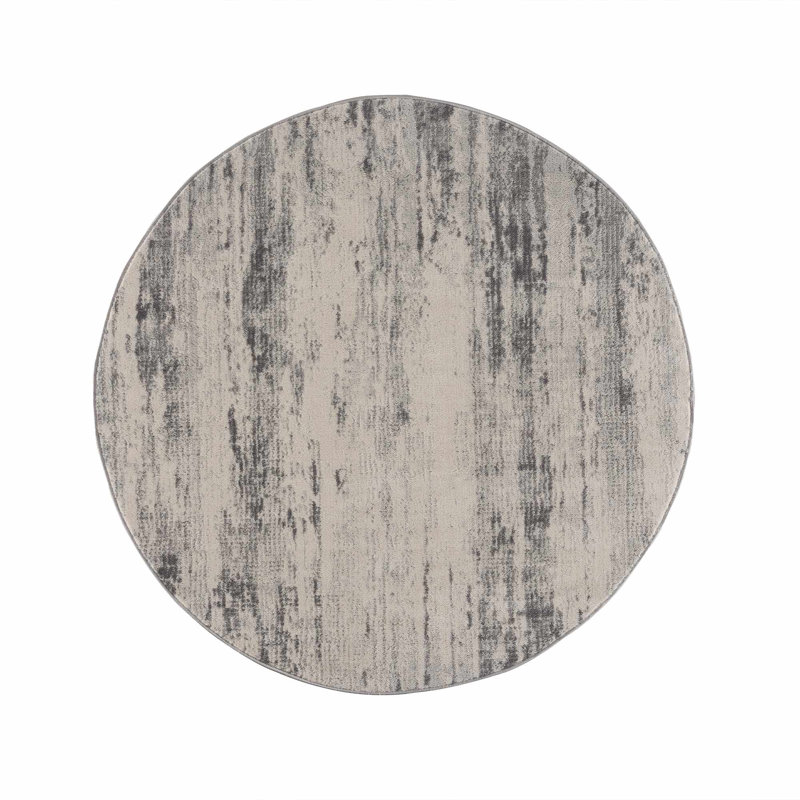 Elyjah Performance Transitional Ivory/Gray Area Rug, Round 5'3"