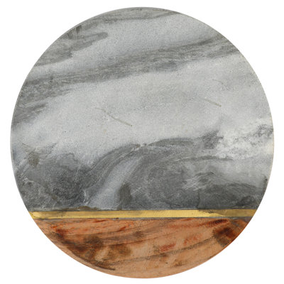Wood, Brass and Marble Trivet