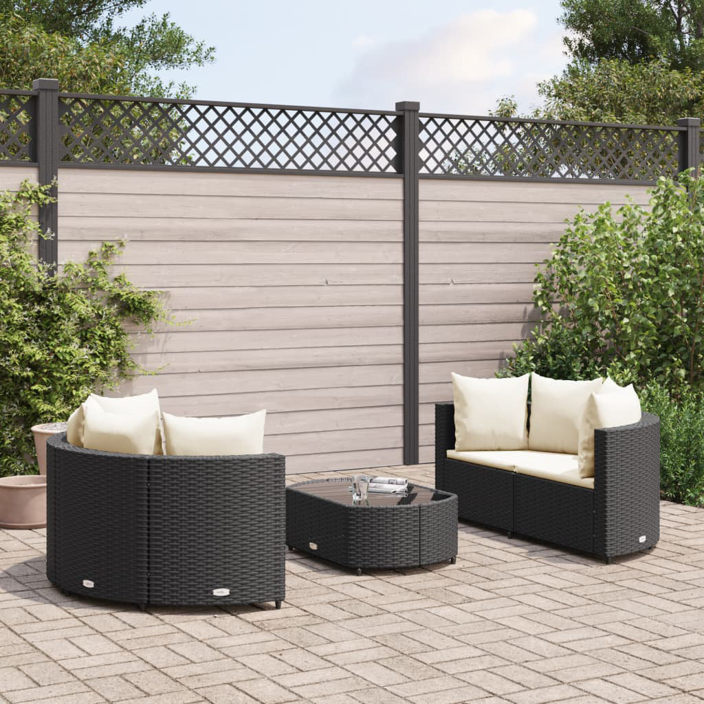 Vidaxl 5-Tlg. Garten-Sofagarnitur Mit Kissen Grau Poly Rattan