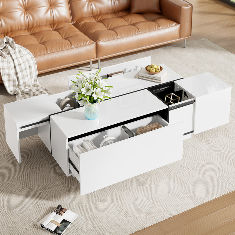 Table basse avec rangement, Blanc