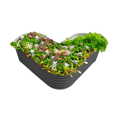 17" Tall L-Shaped Metal Outdoor Raised Garden Bed
