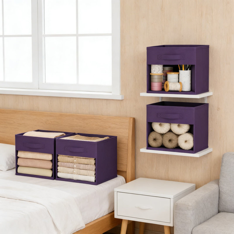 6 Pack Foldable Storage Cubes With Clear Window And Handles, Closet Organizer Bins For Clothes, Toys, Books, And Home Organization