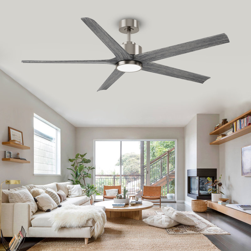 72'' Solid Wood Ceiling Fan With Light,Quiet Outdoor Farmhouse Fan, Reversible Dc Motor, High Cfm, 5 Blades And 6 Speeds For Indoor/Outdoor Spaces