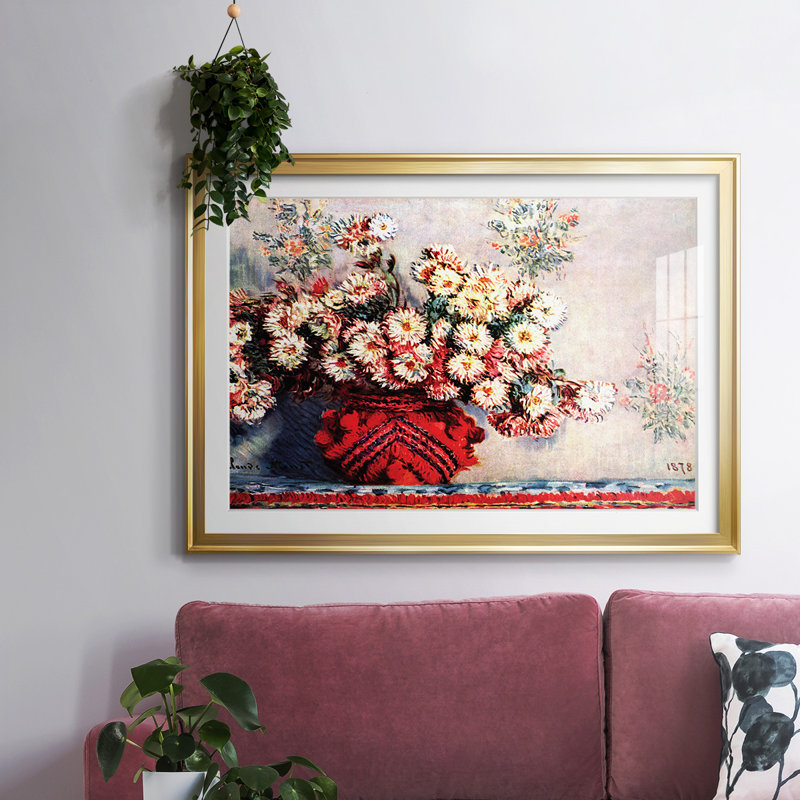 Still Life Chrysanthemums, reproduction d'art encadrée, Or, H 19 po x l 27 po x P 1,5 po