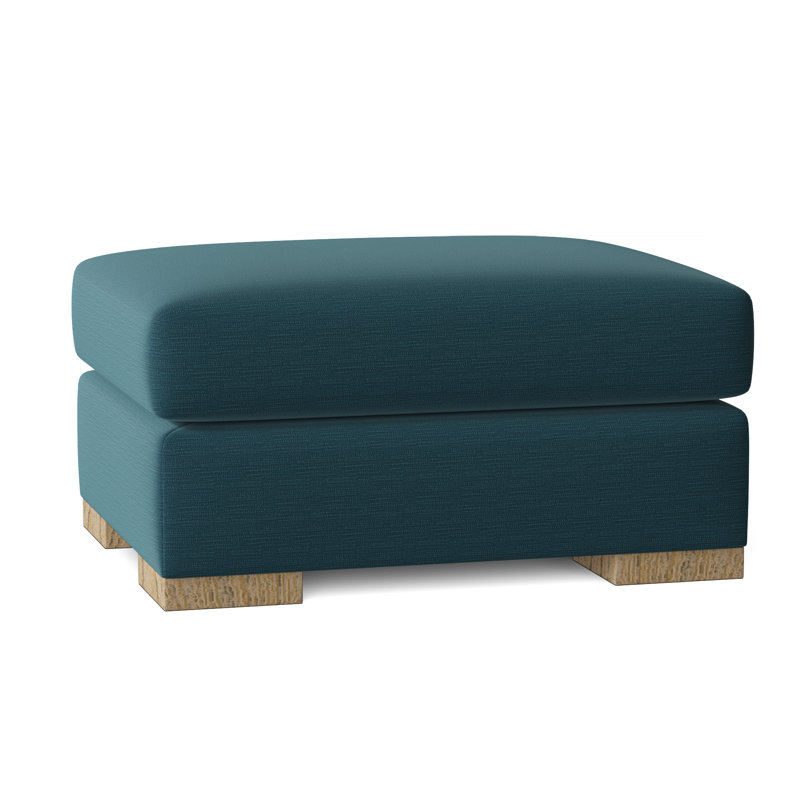 Branam Upholstered Ottoman, Natural, Lucky Turquoise