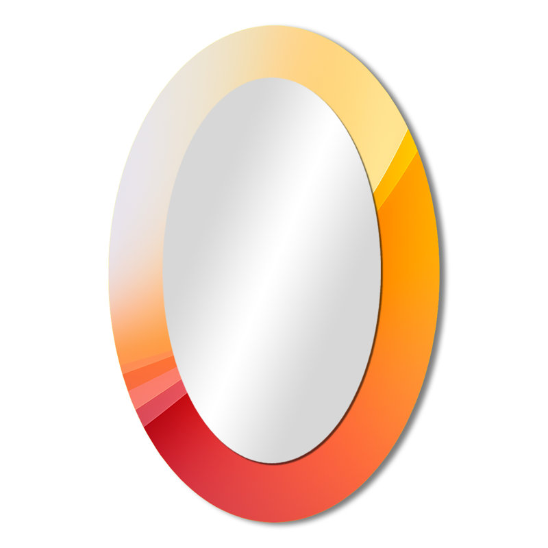 Orange Spectral Slice I - Orange Oval Wall Mirror Decor, 36 "x 24"