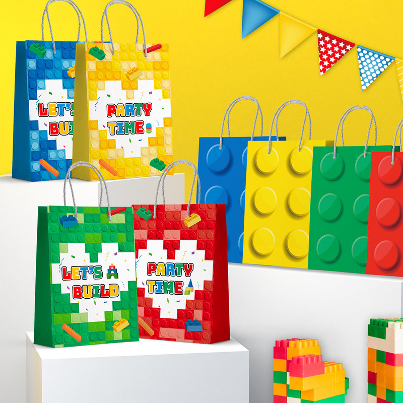 Building Block Party Favor Bags,24 Pcs Building Block Gift Bags Set