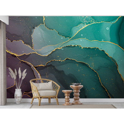 Papier peint damassé moderne orné - effet velours ton de bijou avec filigrane doré | Papier peint Regal Embossed Luxury Wall 766RS (Peel-N-Stick) RS766