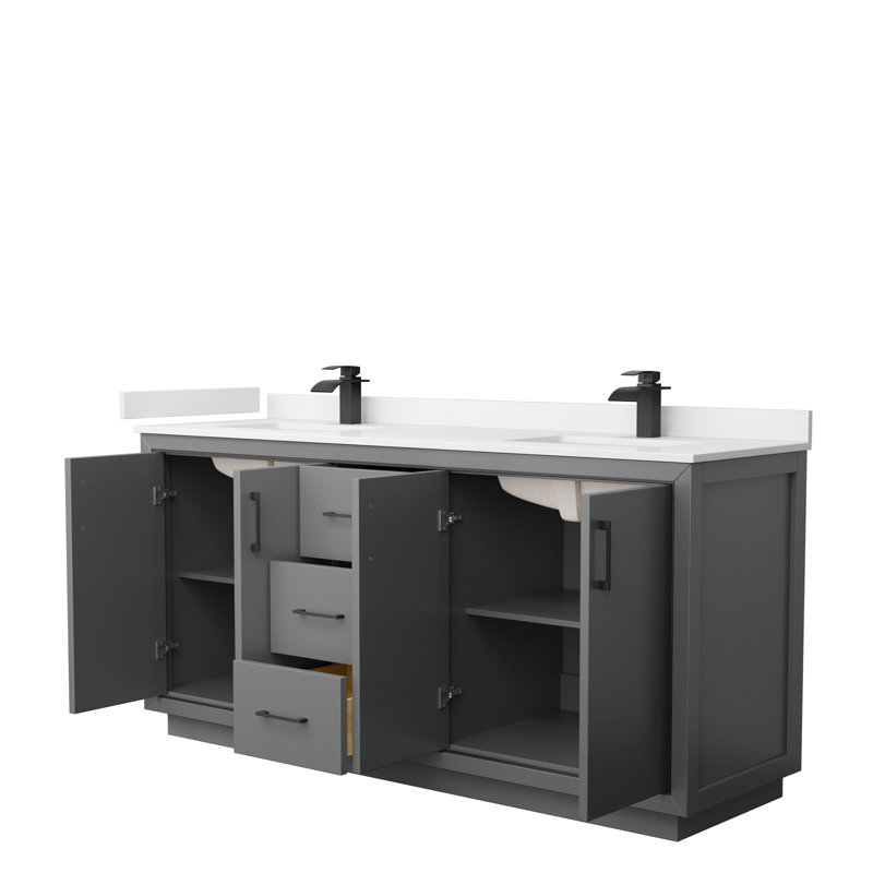 72'' W Double Vanity, Dark Gray, WDX13358, Brushed Nickel