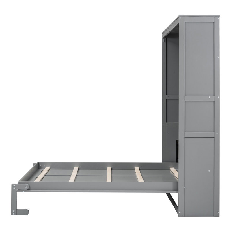 Lit pliable avec tablettes, gris - convient à divers environnements de grand lit, transformez votre espace avec un support de matelas confortable et une fabrication en contreplaqué
