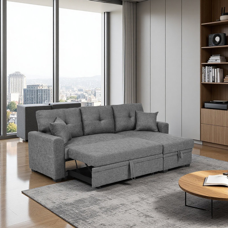 Canapé-lit rembourré, Polyester gris