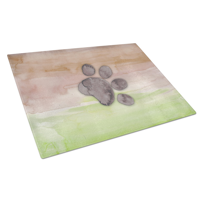 Caroline's Treasures Tempered Glass Dog Paw Watercolor Cutting Board